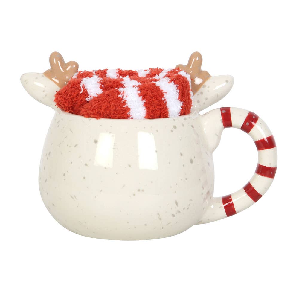 Something Different Wholesale - Rudolph Reindeer Christmas Mug and Socks Set