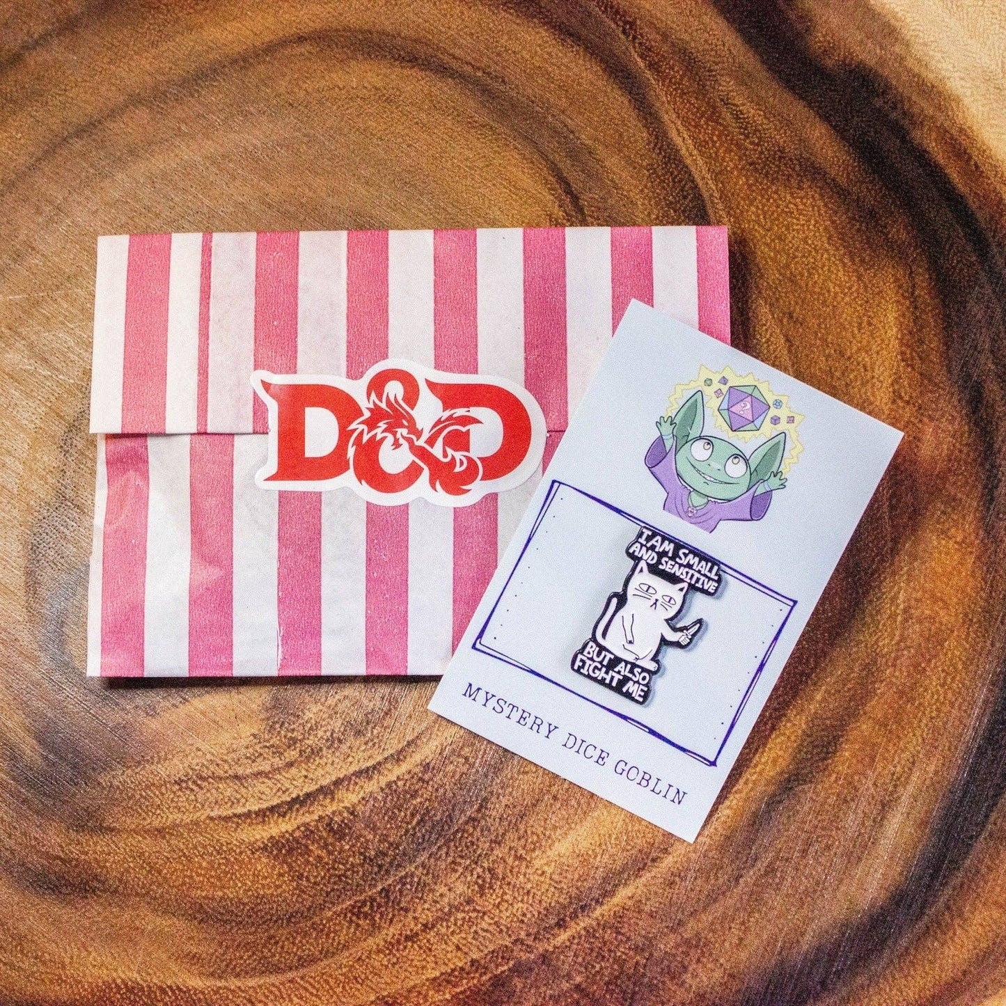 Mystery Dice Goblin - DnD Gift I Am Small And Sensitive But Also Fight Me Cat Pin