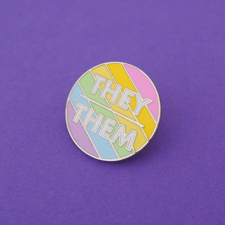 Hand Over Your Fairy Cakes - They/Them Enamel Pronoun Pin