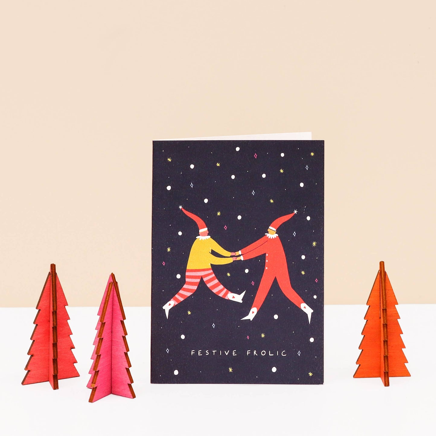 Little Black Cat Illustrated Goods - Festive Frolic Christmas Card | Folky Card | Elves