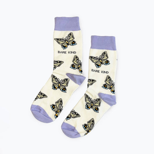 Bare Kind Socks - Butterfly Socks | Bamboo Socks | Purple Socks: Single Pair / UK Adult 7-11