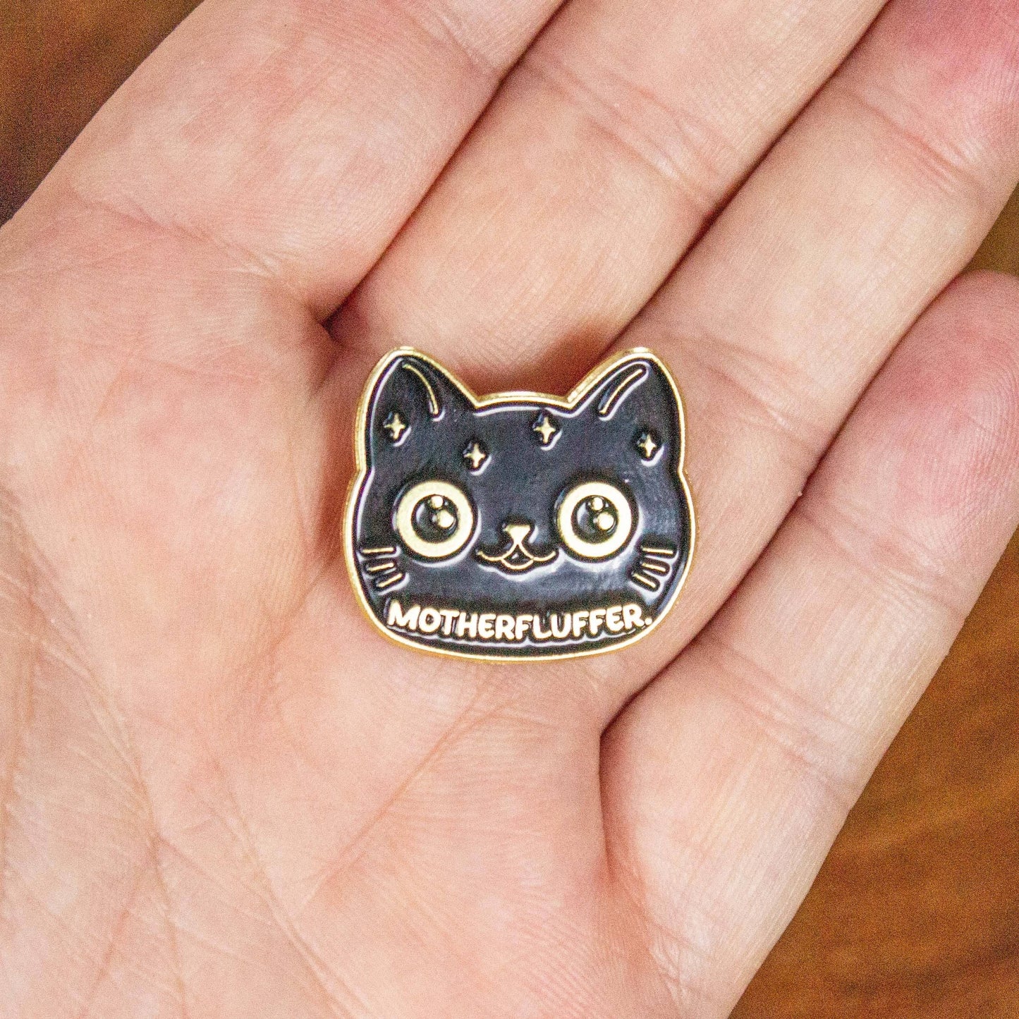 Mystery Dice Goblin - Motherfluffer Black Cat Pin