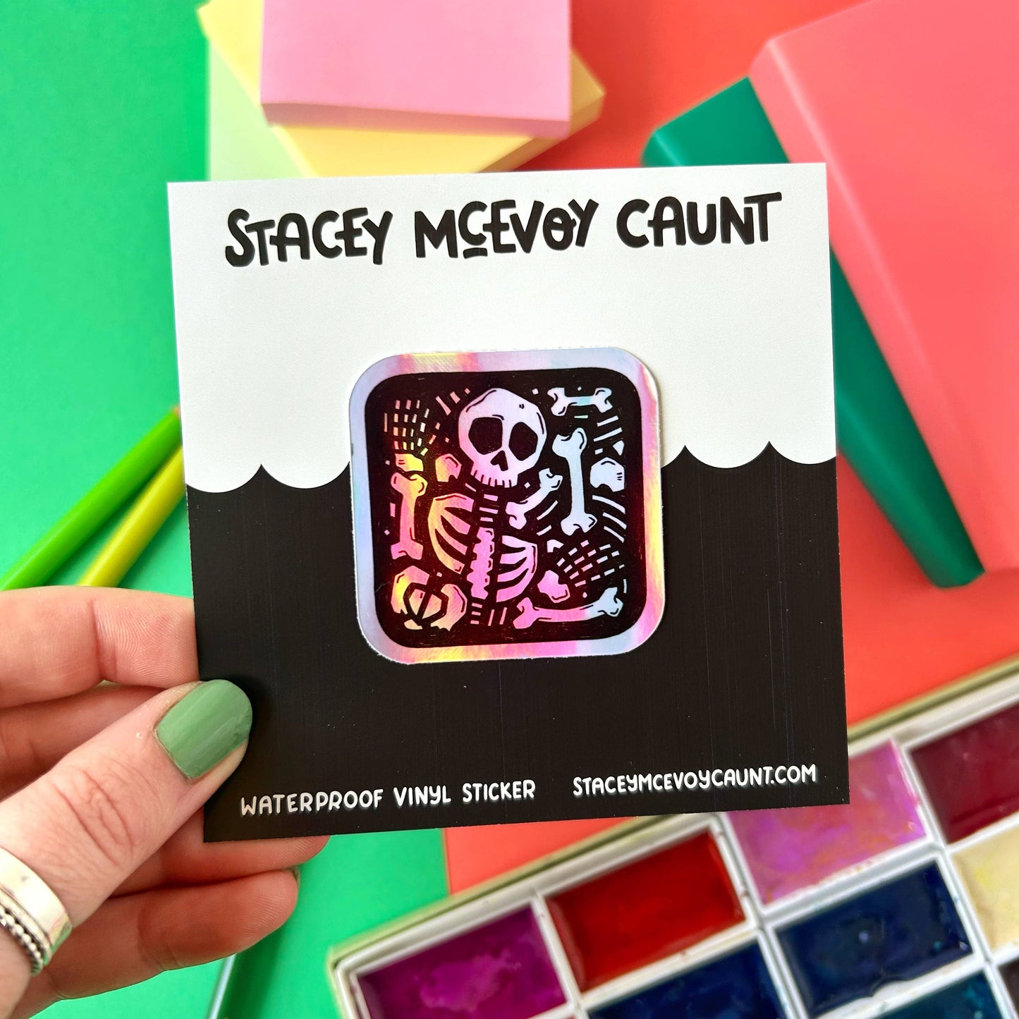 Stacey McEvoy Caunt - Skeleton Holographic Sticker: Loose Stickers