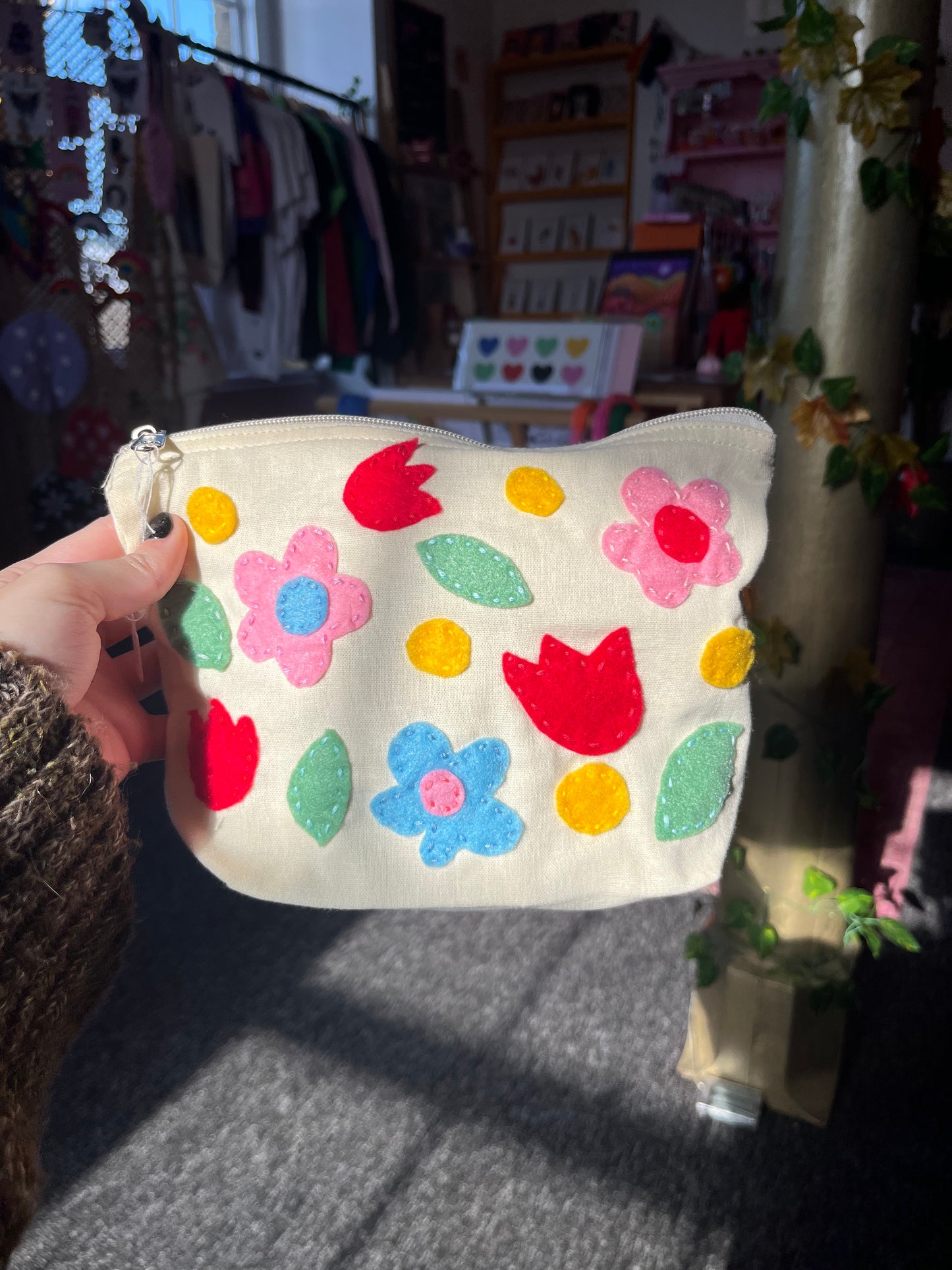 Floral flower felt pouch - Lydia Coventry