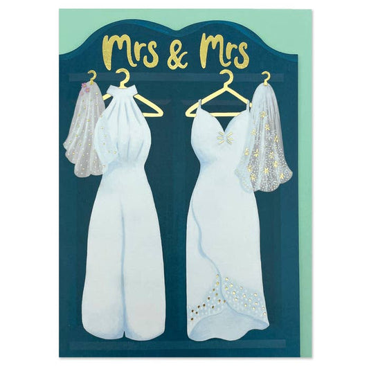 Raspberry Blossom - 'Mrs & Mrs' bridal outfits wedding card