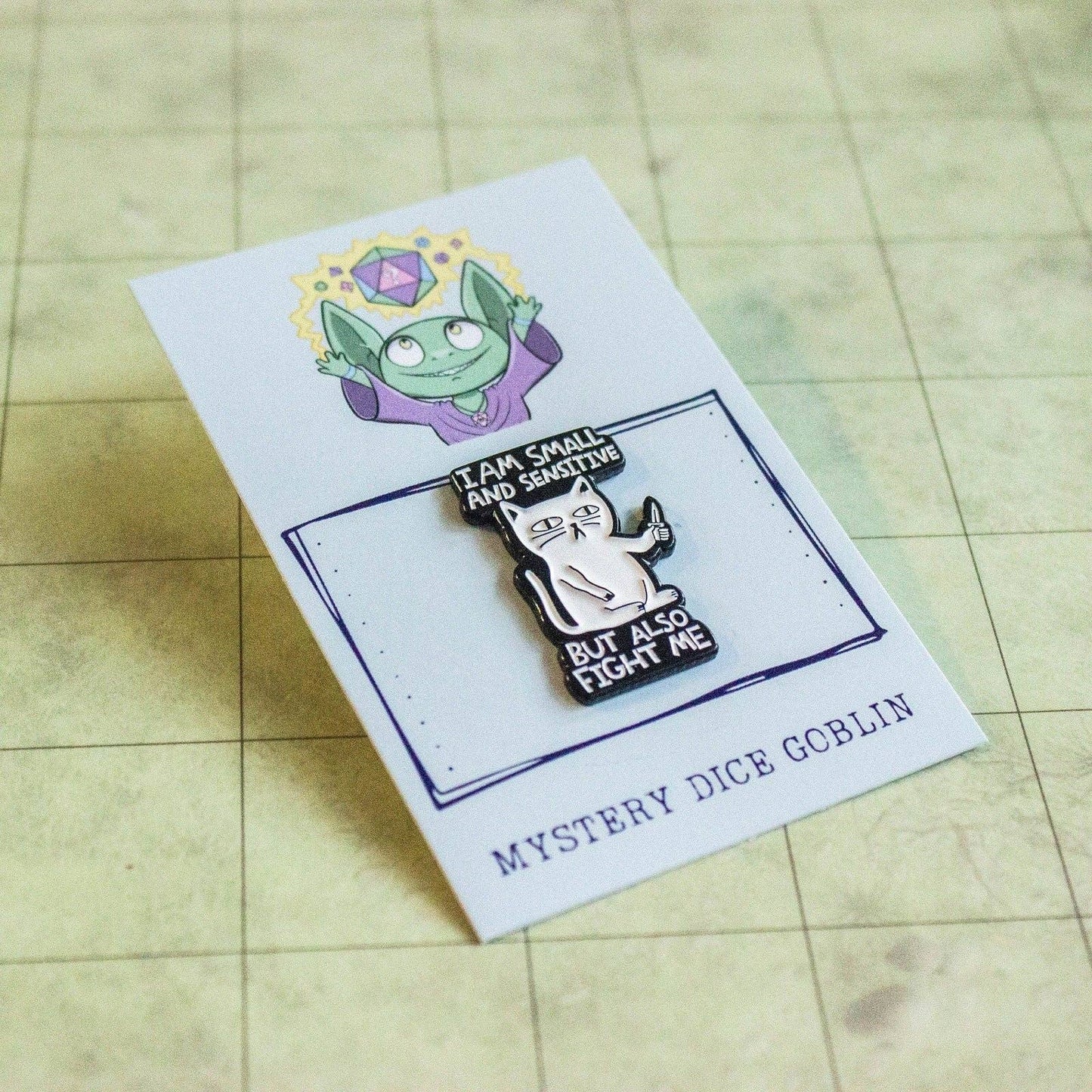 Mystery Dice Goblin - DnD Gift I Am Small And Sensitive But Also Fight Me Cat Pin