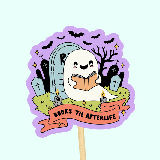 Positively Mental - Bookish Sticker, Halloween Ghost Book Waterproof Sticker