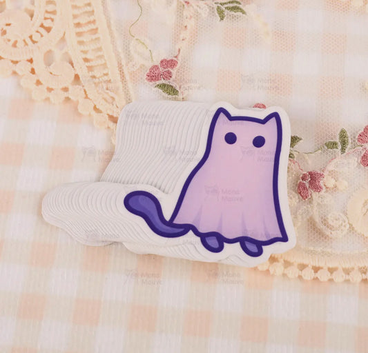 Mona Mauve • Silly Art! - Ghost Cat | Vinyl Halloween Cat Sticker