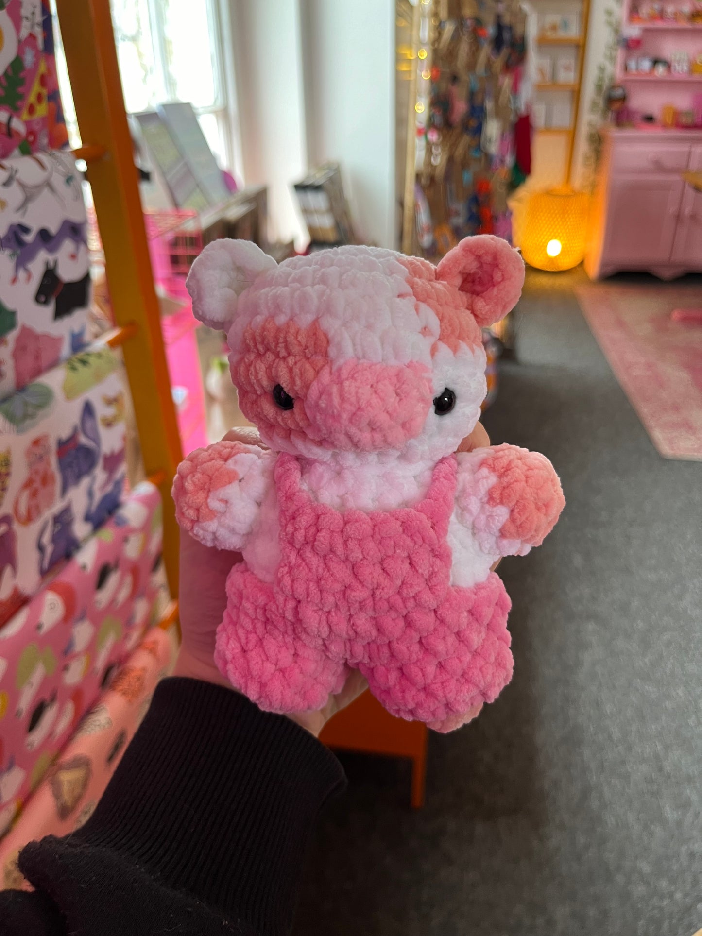 Crochet pink cow plush - Clear Fearr