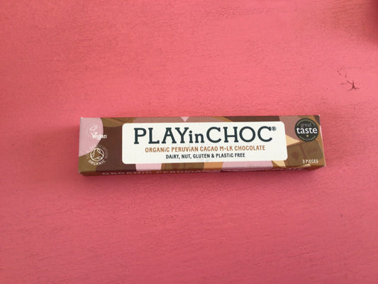 Play in choc organic Peruvian cacao milk chocolate