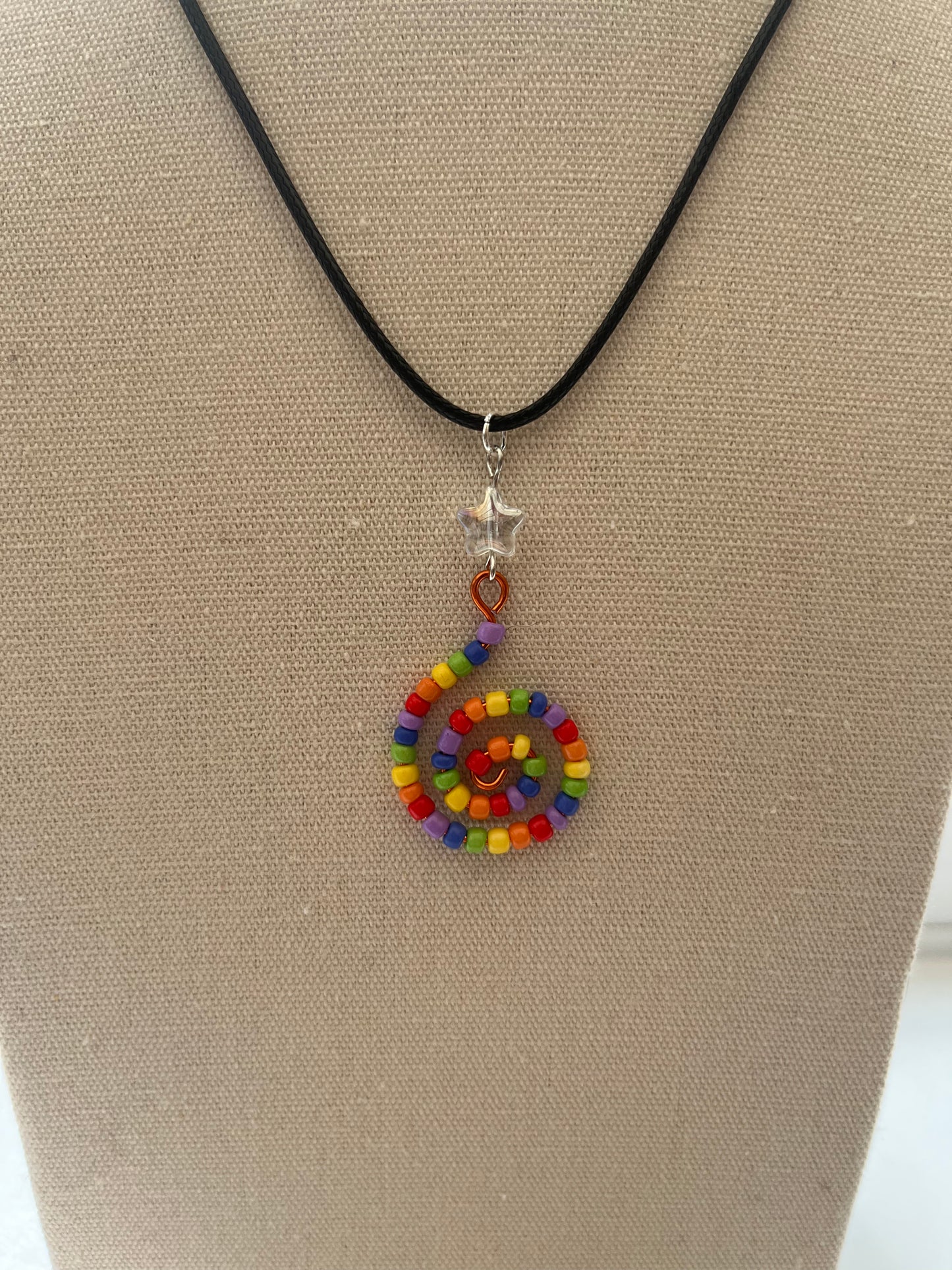 Rainbow Swirl Bead Pride Necklace by Clear Fearr