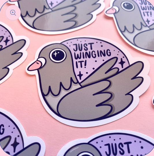 Pigeon just winging it Sticker - Kelly Lou