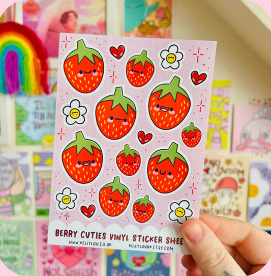 Strawberry cuties sticker sheet - Kelly Lou