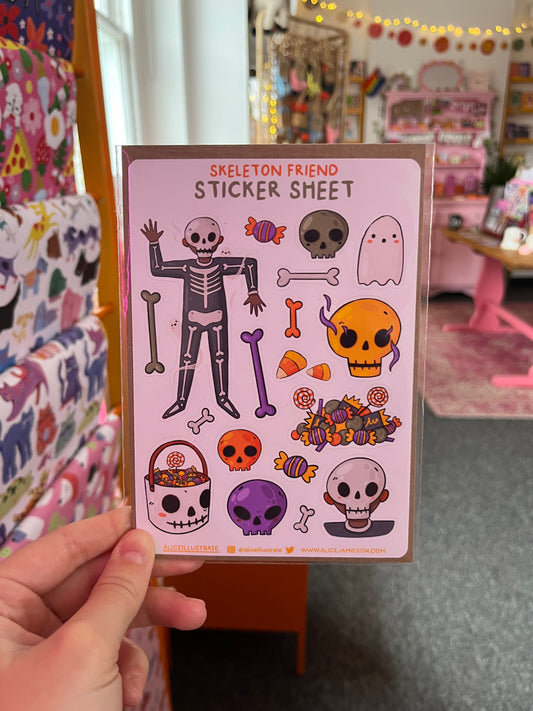 Skeleton friend sticker sheet - Alice Illustrate