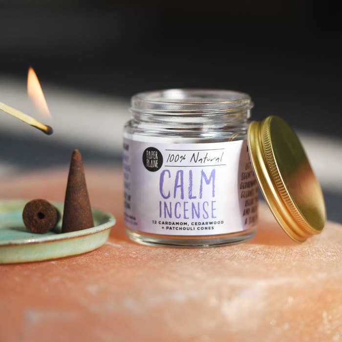 Paper Plane - Calm Incense Jar of Incense Cones - plant based, vegan