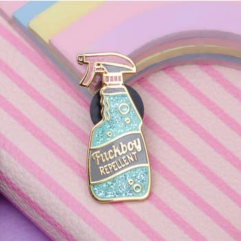 Le Petit Pin - Fuckboy Repellent Glitter Pin Funny Pin | Hard Enamel