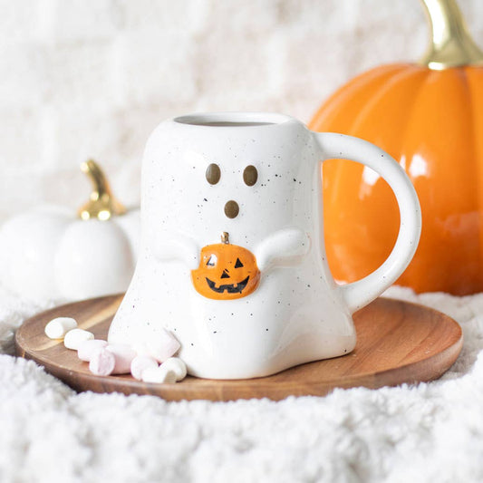 Something Different Wholesale - Ghost Shaped Halloween Mug with Pumpkin