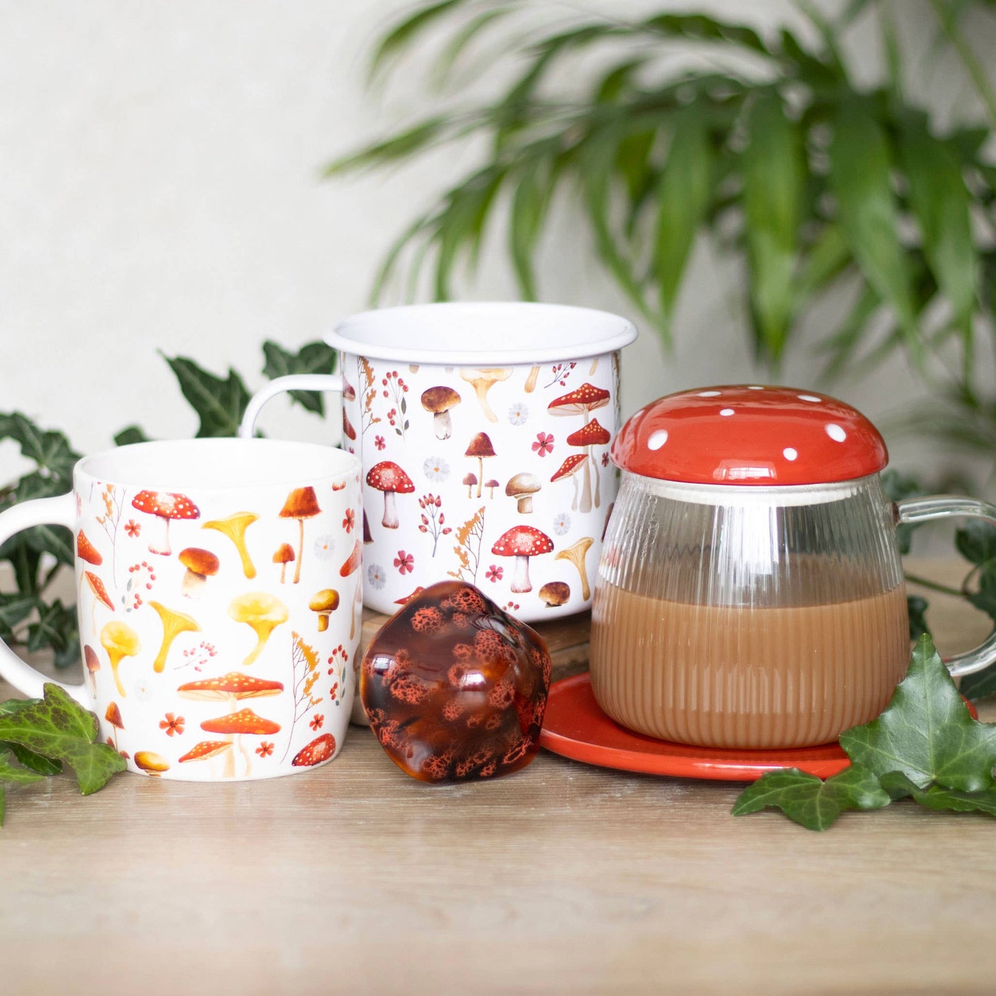 Something Different Wholesale - Glass Mushroom Mug and Saucer