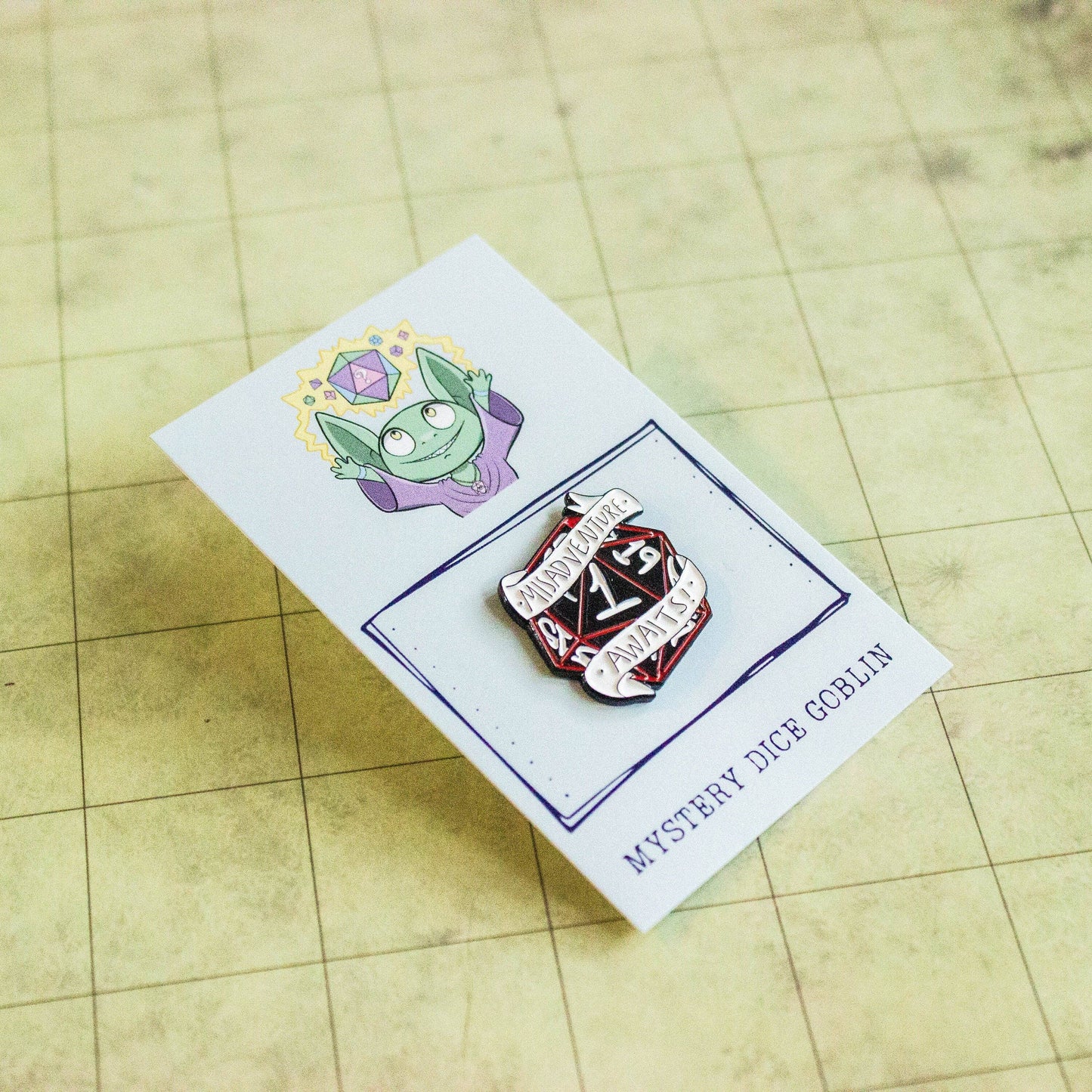 Mystery Dice Goblin - DnD Gift Misadventure Awaits Pin