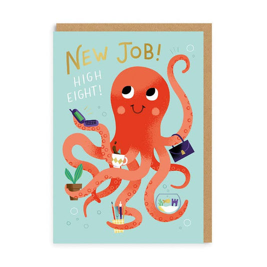 Ohh Deer UK + EU - New Job Octopus Greeting Card