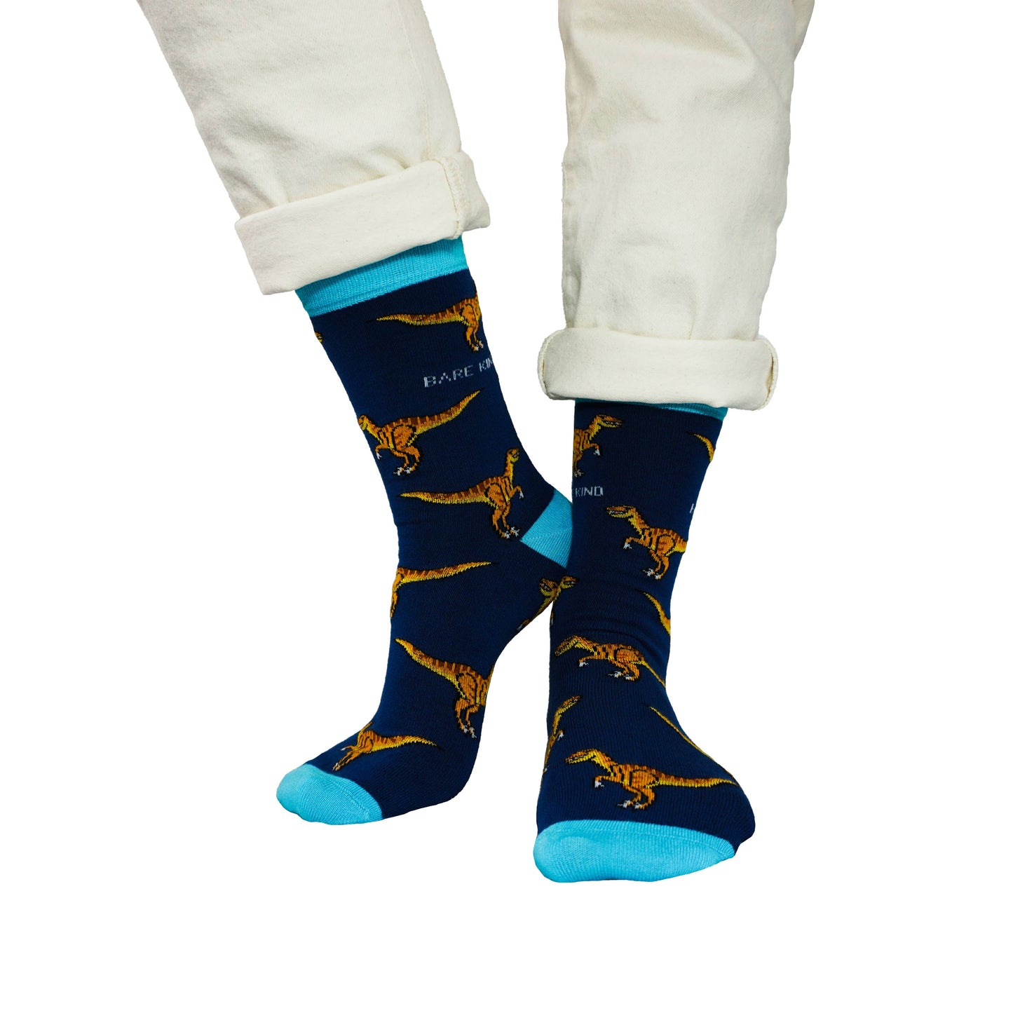 Bare Kind Socks - Velociraptor Socks | Bamboo Socks | Blue Socks | Dino Socks: UK Adult 4-7