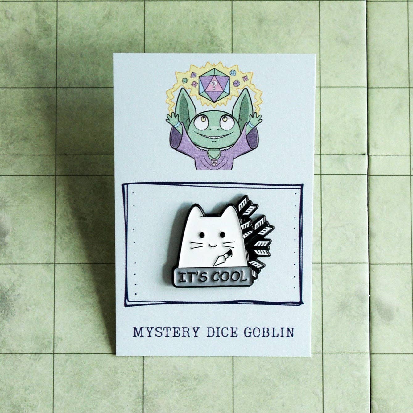 Mystery Dice Goblin - DnD It's Cool Cat Pin