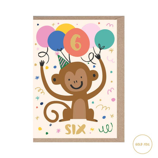 Rumble Cards - Age Six Monkey card - Animal Themed - Numbers - Kids - 6