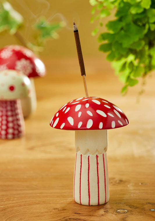 Namaste - Woodland Mushroom Incense Holder - Red Cream