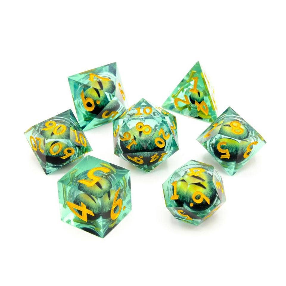 Tabletop Dominion Limited - Eye of Envy | Moving Eye Liquid Core Dice | 7-Polyhedral Set