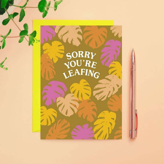 Paper Plane - Sorry You're Leafing - Houseplant Leaving Card