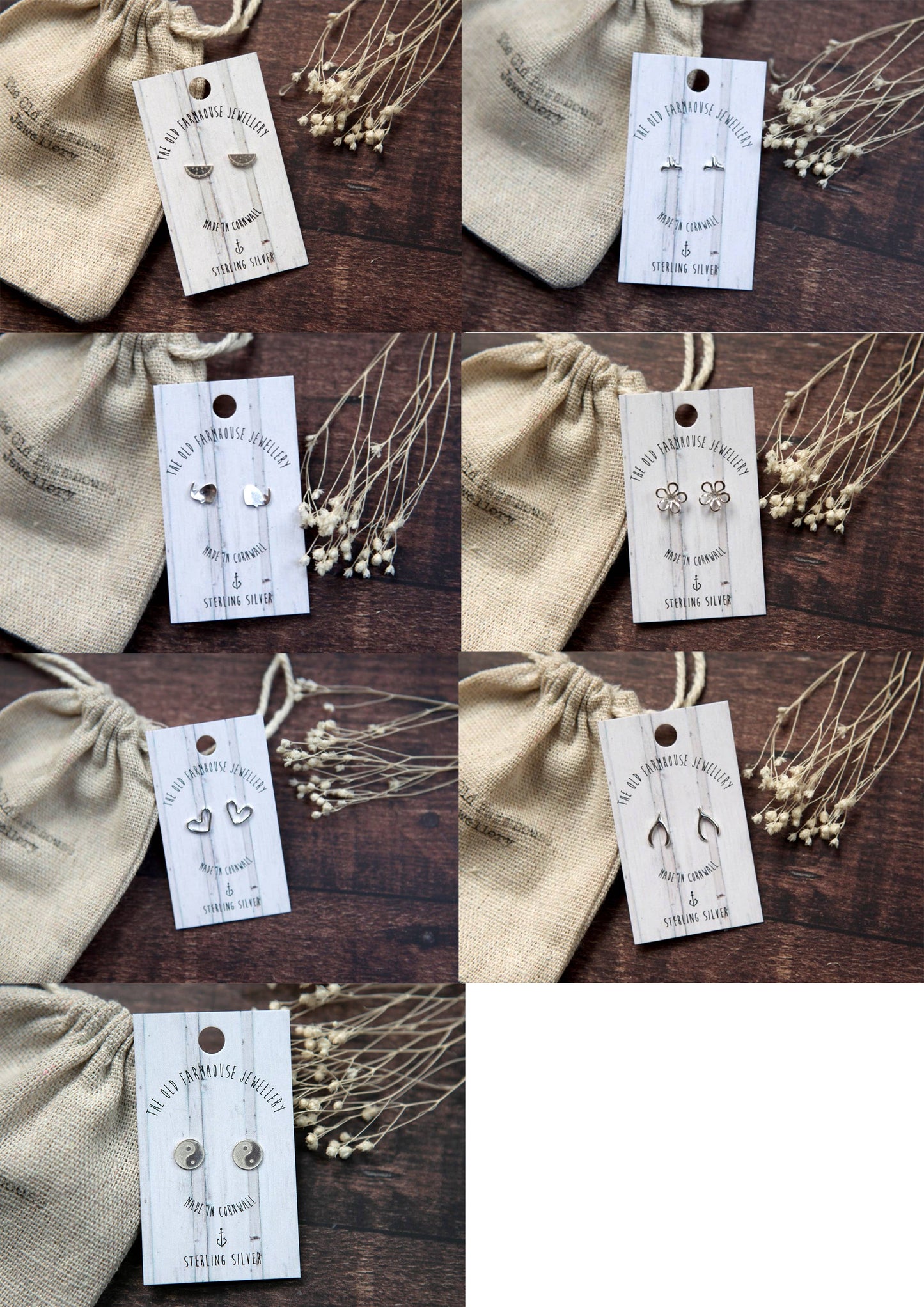 The Old Farmhouse Jewellery - Mini Studs: Moon earrings