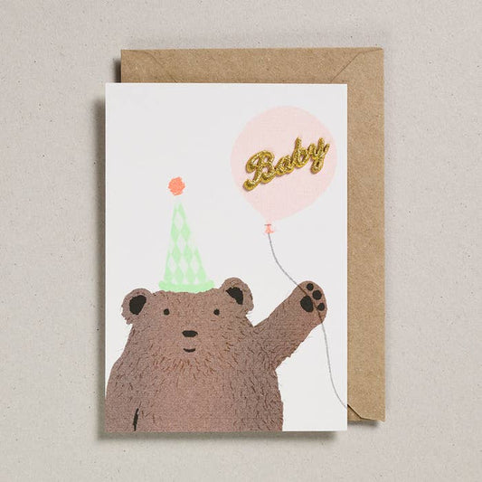 Petra Boase Ltd - Riso Baby Cards - Bear & Balloon