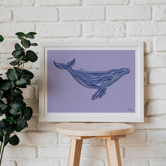 Blue Whale A4 Print Pezzy Prints