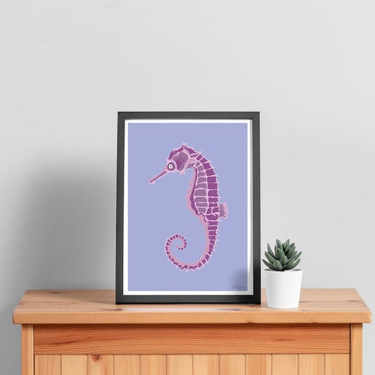 Blue Seahorse A5 Print Pezzy Prints