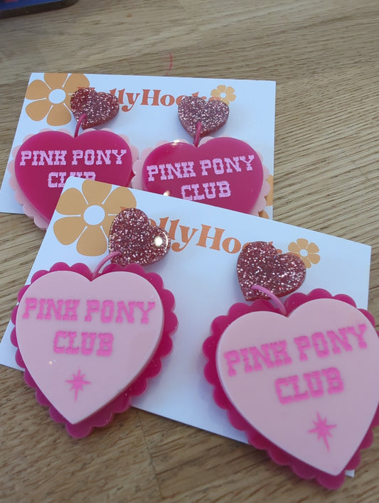 Holly Hocks pink pony club earrings