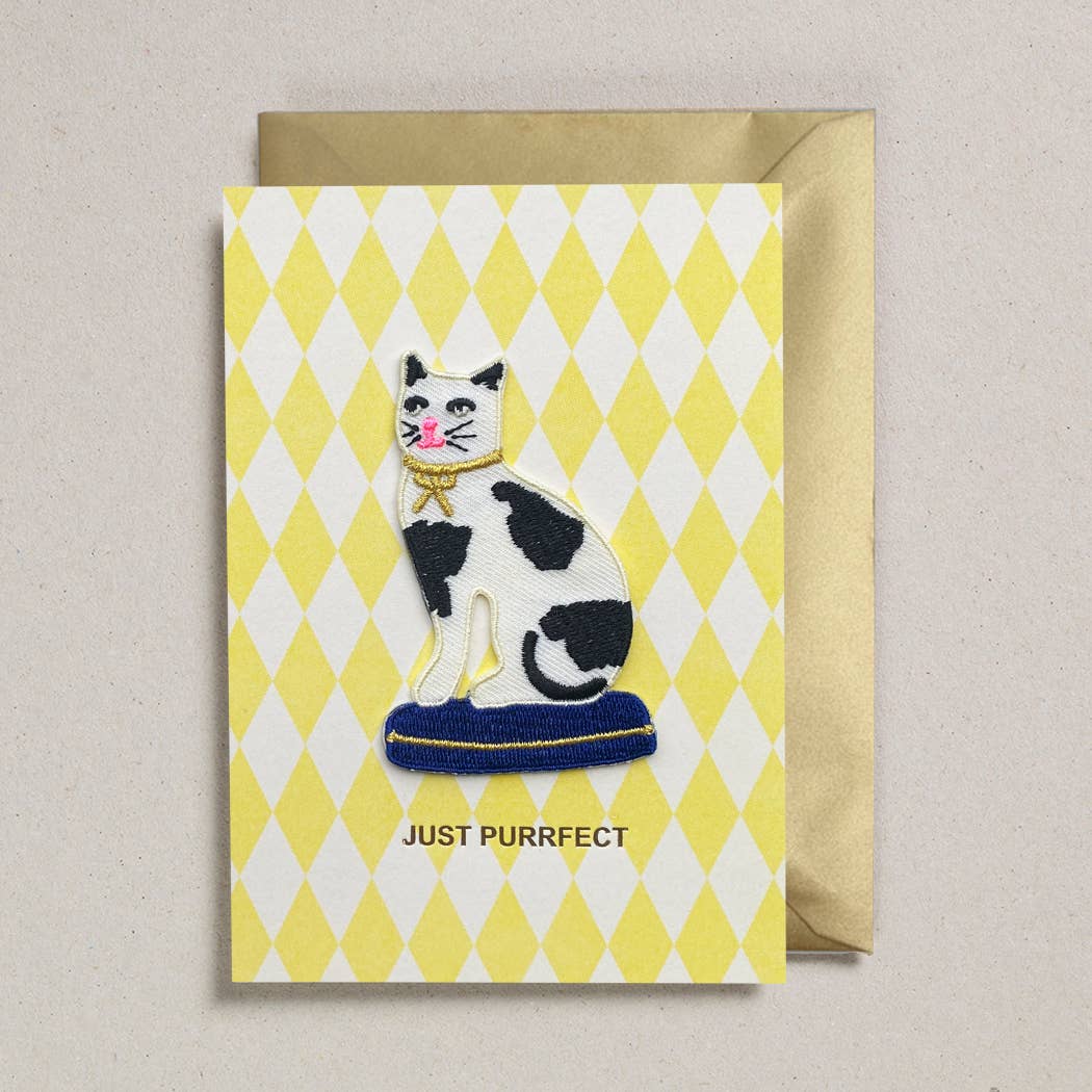 Petra Boase Ltd - Patch Cards -Cat With Bow