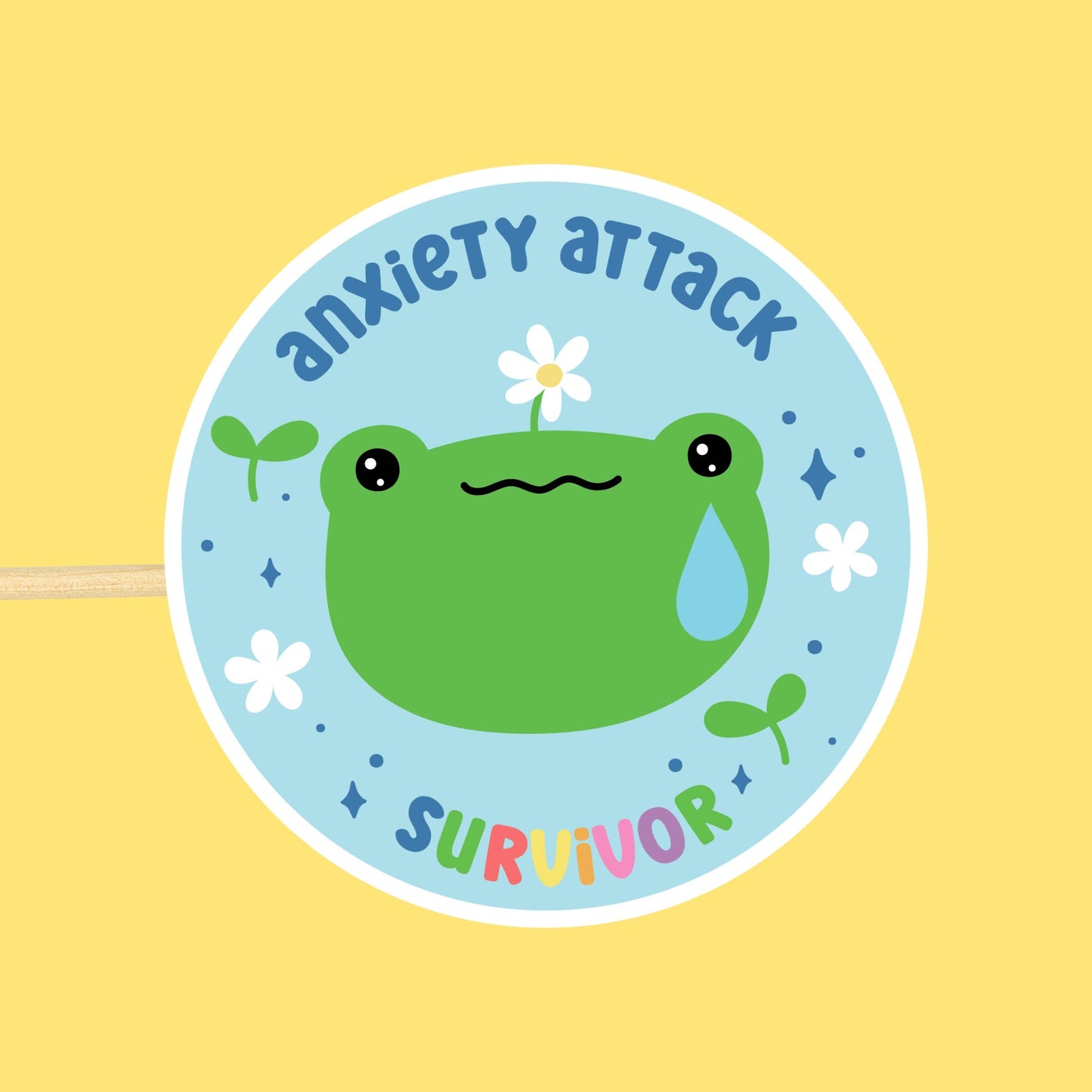 Positively Mental - Cute Anxiety Sticker, Funny Mental Health Waterproof Sticker