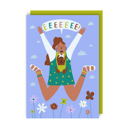 Sunshine Llama - Eeeeeee New Baby Pregnancy Card: Plastic free