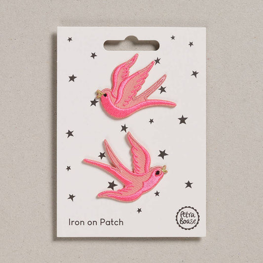 Petra Boase Ltd - Iron on Patch Pink Swallows