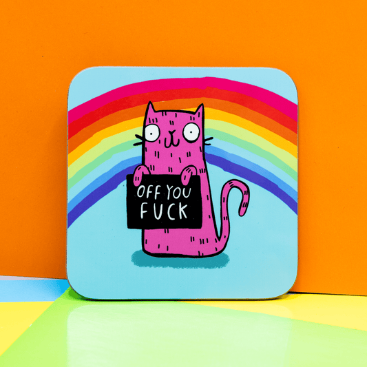 Katie Abey - Off You F* Sweary Cat Coasters