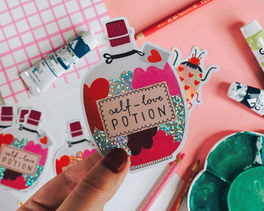 SELF-LOVE POTION glitter sticker