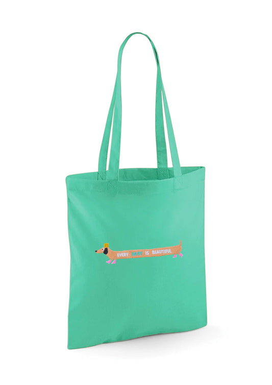 Limpet Store - Sausage Dog Embroidered Tote Bag: Minty Fresh Turquoise